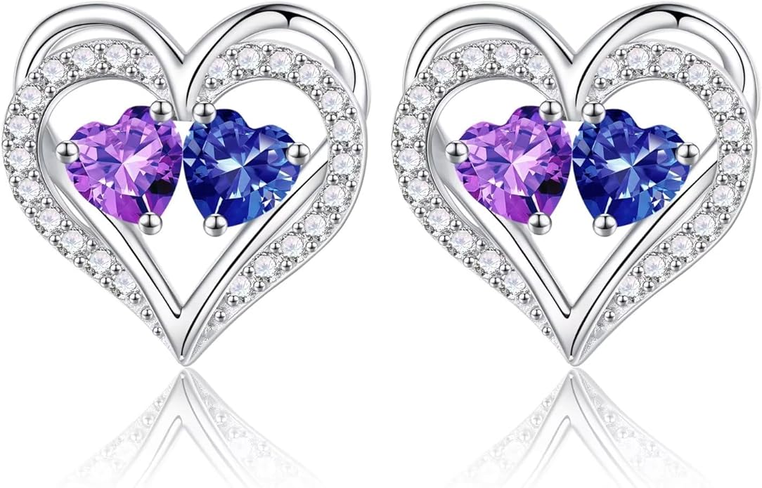 Iefil Christmas Gifts for Women Wife - 925 Sterling Silver Birthstone Earrings, Anniversary Birthday Gifts for Women Wife Girlfriend Mom IEFIL