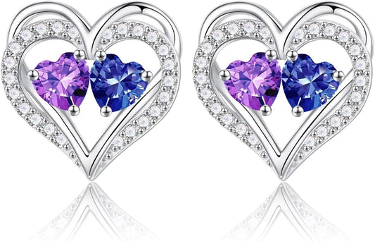 Iefil Christmas Gifts for Women Wife - 925 Sterling Silver Birthstone Earrings, Anniversary Birthday Gifts for Women Wife Girlfriend Mom IEFIL