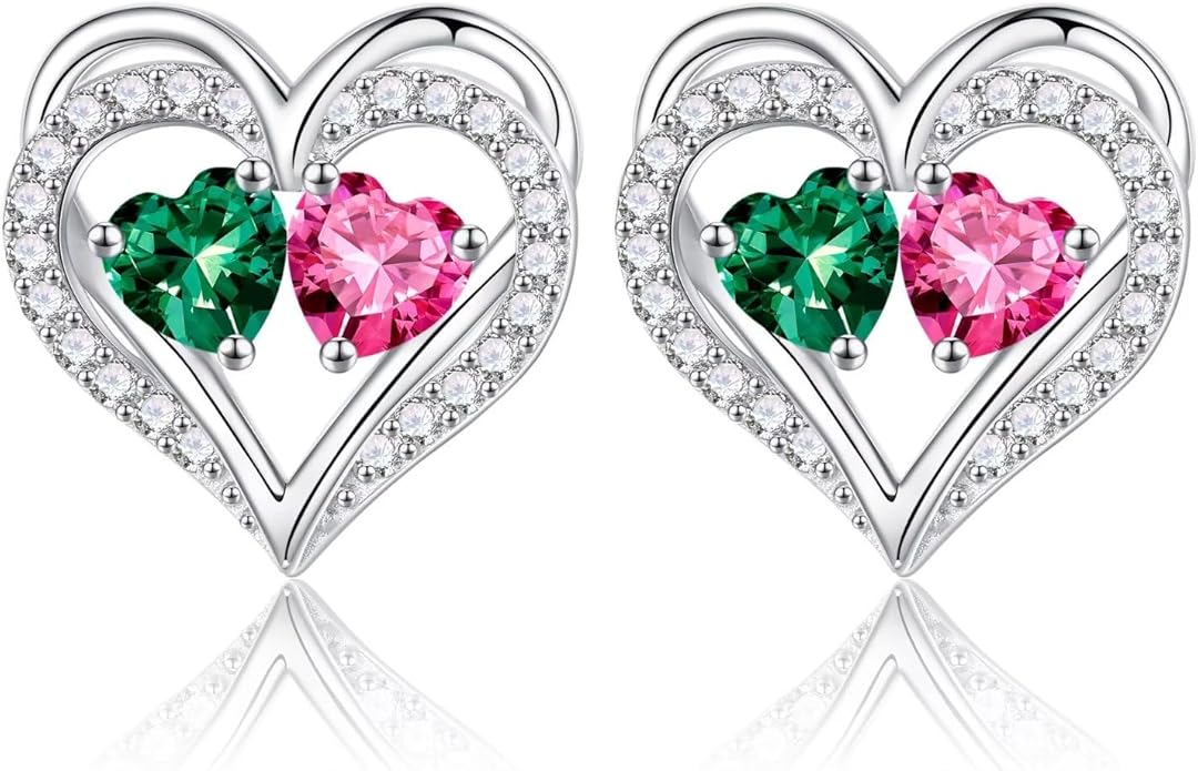 Iefil Christmas Gifts for Women Wife - 925 Sterling Silver Birthstone Earrings, Anniversary Birthday Gifts for Women Wife Girlfriend Mom IEFIL