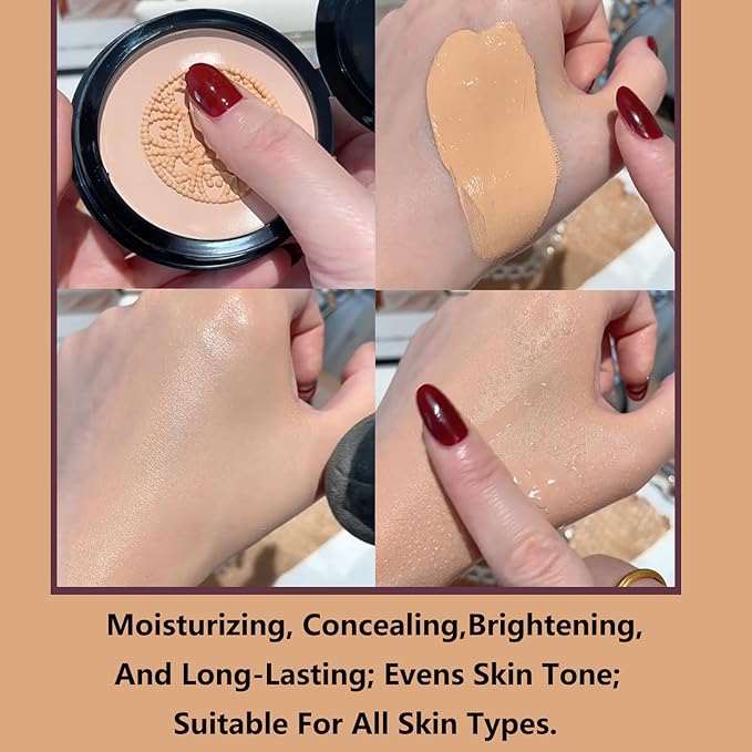 2026 Luvie Glow Foundation Cushion, Mushroom Head Air Cushion CC Cream,Long Lasting Matte Concealer for All Skin Types (IVORY) Kick Boosters