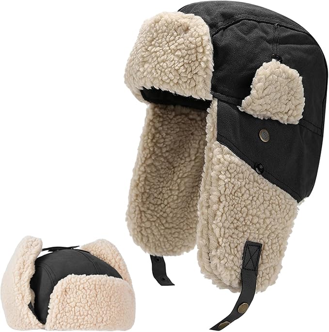 Ushanka Trapper hat, Winter Russian Hats for Men & Women Bomber Hat with Ear Flaps Warm Eskimo Trooper Hats HIKERBRO