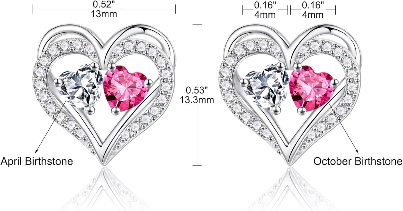 Iefil Christmas Gifts for Women Wife - 925 Sterling Silver Birthstone Earrings, Anniversary Birthday Gifts for Women Wife Girlfriend Mom IEFIL