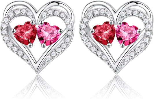 Iefil Christmas Gifts for Women Wife - 925 Sterling Silver Birthstone Earrings, Anniversary Birthday Gifts for Women Wife Girlfriend Mom IEFIL