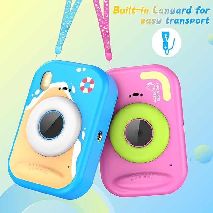 Kids Waterproof Camera, 1080P HD Underwater Digital Camera for Kids Aged 3-12, IP68 Swimming & Snorkeling Toy, ABS Plastic, 32GB Card, Birthday Gift for Children Boys Girls, Blue Kick Boosters