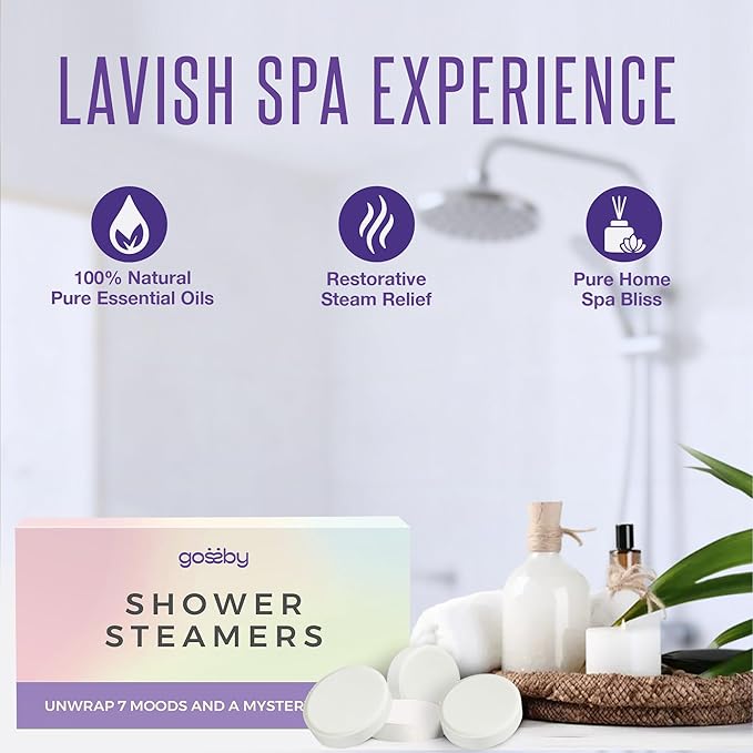 Shower Steamers Aromatherapy GOSSBY 8 Pack - Gifts for Women, Birthday Gifts for Her, Home Spa, Self Care, Relaxation, Natural Essential Oils - Mood Symphony Style Gossby