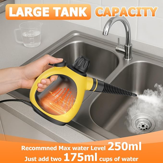 Handheld Steam Cleaner - High Pressure Steam Cleaner for Home, Multi-Functional Cleaning Tools for Kitchen, Bathroom, Couch, Car. Portable Steamer Makes Housework Easier Kick Boosters