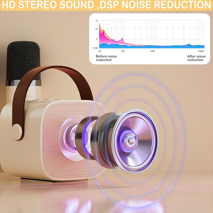 Mini Karaoke Machine for Kids Adults, Mini Portable Bluetooth Karaoke Speaker with 1 Wireless Mics and LED Lights for Kids Adults, Christmas Birthday Gifts Toys for Girls Boys Family Home Party Darkant
