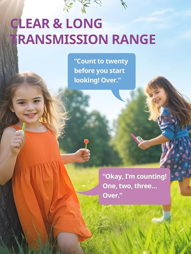 Walkie Talkies for Kids Rechargeable,Toys for Boys and Girls Ages 3-12, 2 Pack Long Range 2-Way Radios, Birthday Gifts,Christmas Stockings, Outdoor Play, Family Games, Hiking Camping Gear Inspireyes