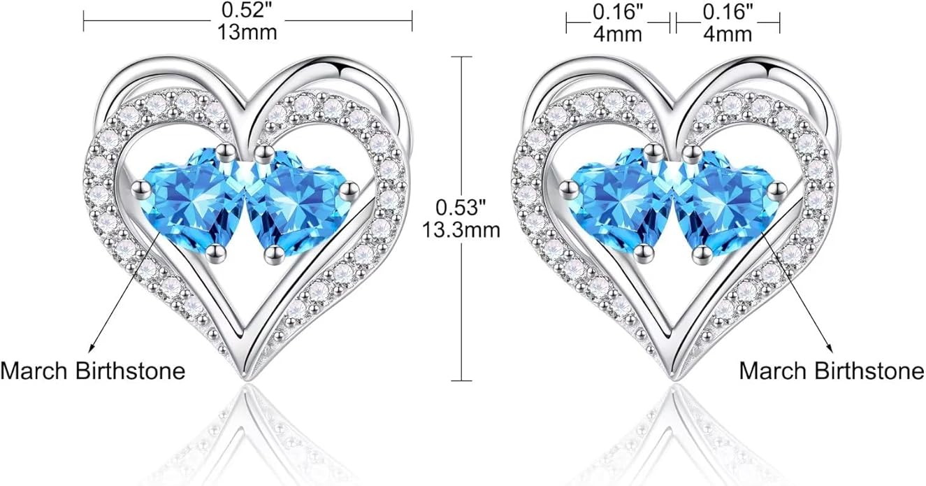 Iefil Christmas Gifts for Women Wife - 925 Sterling Silver Birthstone Earrings, Anniversary Birthday Gifts for Women Wife Girlfriend Mom IEFIL