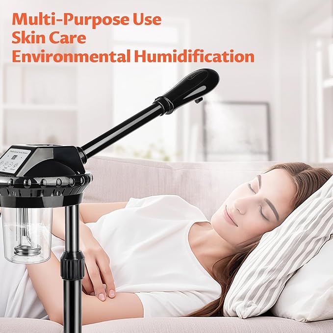 Professional Face Steamer, Adjustable Height and Angle, Facial Steamer Clean Skin Firming Pores and Moisturizing Suitable for a Beauty, Spa, at Home Chetunju