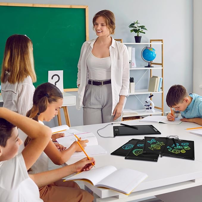 Tinlade 12 Pack LCD Writing Tablets for Kids, 8.5 Inch Erasable Doodle Boards Portable Electronic Drawing Pads, Learning Bulk Toys Gifts for Christmas School(Black) Tinlade