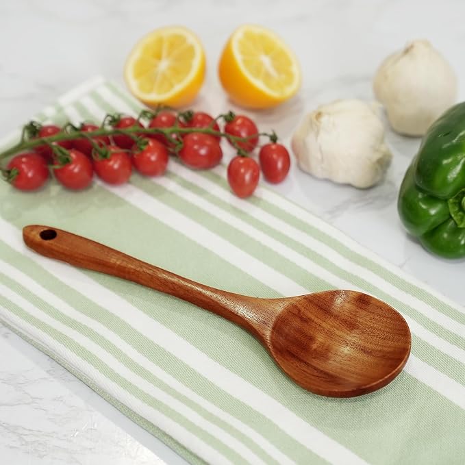 Zulay Kitchen 9.4" Teak Wooden Cooking Spoon – Durable, Non-Stick Wooden Utensil for Cooking, Stirring, Mixing & Serving – Heat-Resistant, Smooth Finish Kitchen Spoon for Nonstick Cookware ZulayKitchen