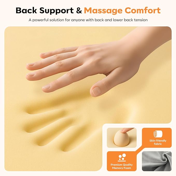 Smooth Triple Fusion Back Massager,with Heat, Vibration & Lumbar Traction - Deep Tissue Lumbar Pillow for Lower Back Pain Relief, Relaxation for Home, Office - Corded Electric（Dark Gray） Huixinline