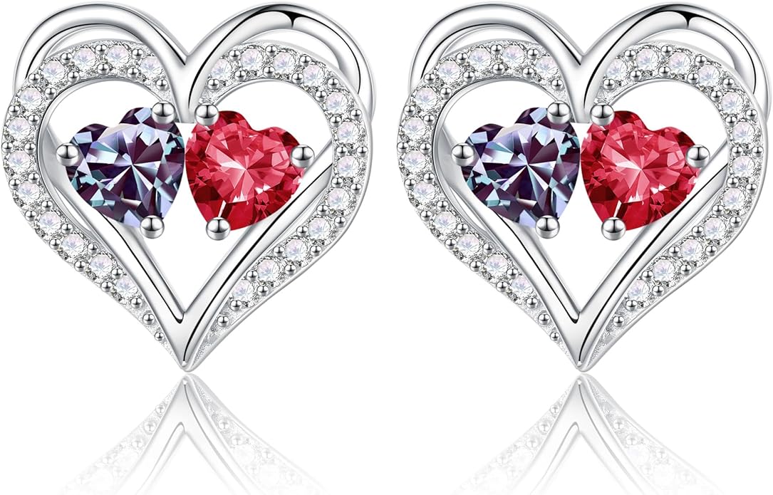 Iefil Christmas Gifts for Women Wife - 925 Sterling Silver Birthstone Earrings, Anniversary Birthday Gifts for Women Wife Girlfriend Mom IEFIL