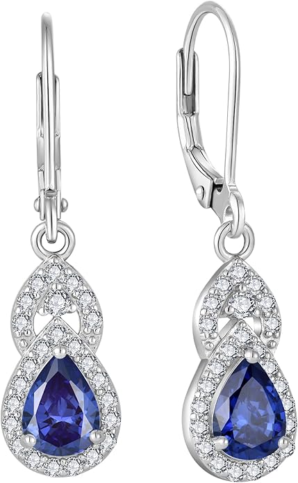 Christmas Women Earrings 925 Sterling Silver Infinity Teardrop 5A Cubic Zirconia Earrings Birthstone for Women Birthday Anniversary Jewelry Gift TIMFROZ