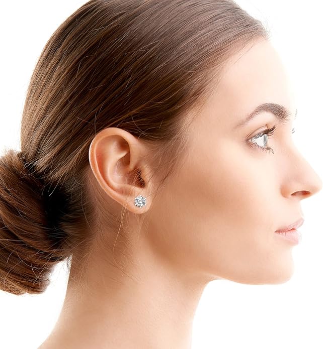 Earrings for Women, Gifts for Wife Mom, 0.6 carat-3 carat Moissanite Stud Earrings, Anniversary Jewelry Present for Wife, Birthday Gifts WelcometoONLYLIKE