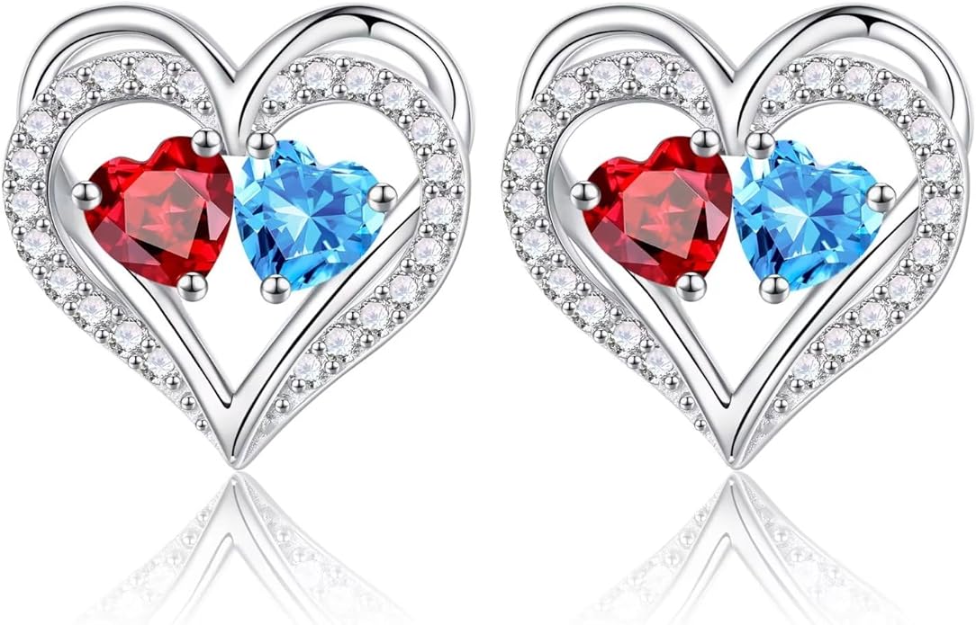 Iefil Christmas Gifts for Women Wife - 925 Sterling Silver Birthstone Earrings, Anniversary Birthday Gifts for Women Wife Girlfriend Mom IEFIL