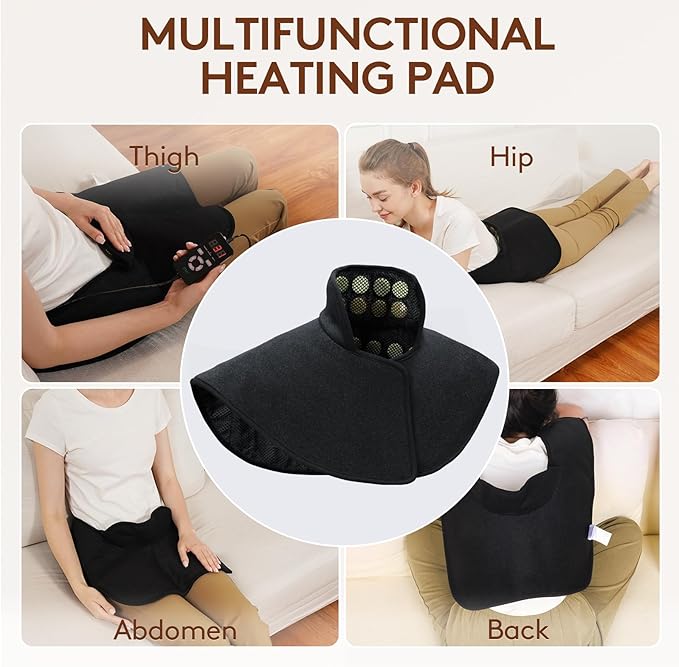 UTK Far Infrared Heating Pads for Neck and Shoulders and Back, Hot to 159℉, Gift for Men, FSA-HSA Eligible Shoulder Heating Pad with 66 Jade, 0-240 Min Auto Shut Off, Adjustable Size (23 x 24'') UTK