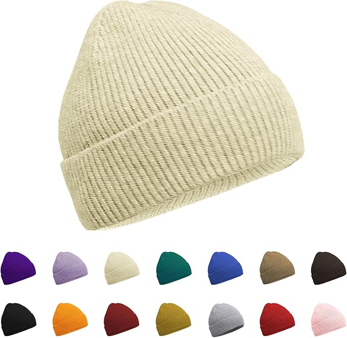 ZOORON Warm Knit Beanie for Men Women Winter Hat, Thick Fisherman Beanies Cuffed Plain Skull Caps ZOORON
