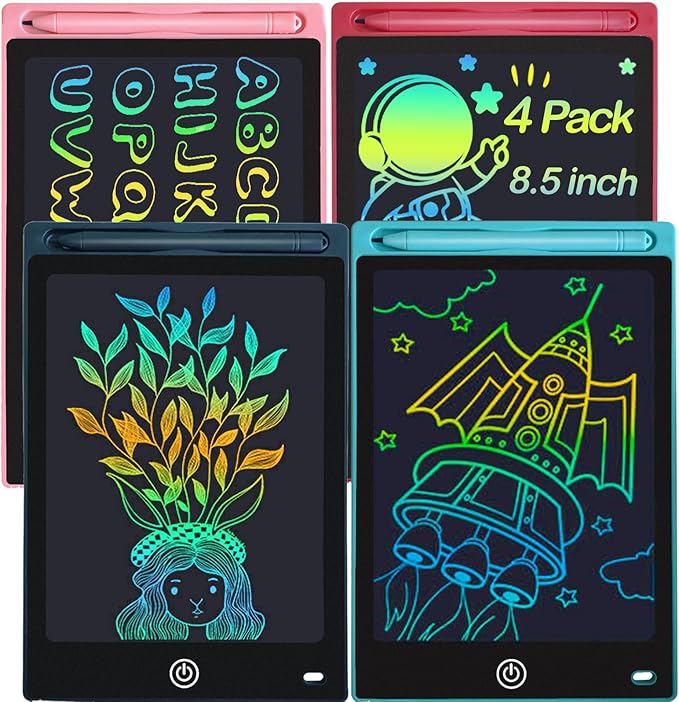 4 Pack LCD Writing Tablets for Kids, 8.5 Inch, Toddler Toys Colorful Doodle Board Birthday Gifts for Ages 3-8 Boys Girls Drawing Tablet for Learning and Education (Blue Pink Red Black) Yidedraw