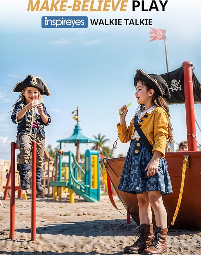 Walkie Talkies for Kids Rechargeable,Toys for Boys and Girls Ages 3-12, 2 Pack Long Range 2-Way Radios, Birthday Gifts,Christmas Stockings, Outdoor Play, Family Games, Hiking Camping Gear Inspireyes