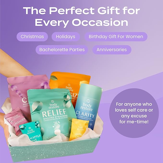 Body Restore Shower Steamers Aromatherapy 15 Pack - Christmas Stocking Stuffers, Birthday Gifts for Women, White Elephant, Relaxation, Self Care for Men - Lavender BodyRestore