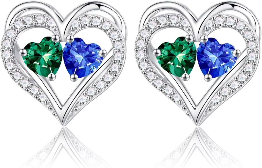 Iefil Christmas Gifts for Women Wife - 925 Sterling Silver Birthstone Earrings, Anniversary Birthday Gifts for Women Wife Girlfriend Mom IEFIL