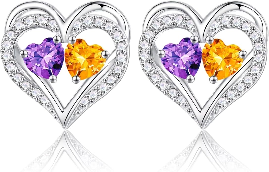 Iefil Christmas Gifts for Women Wife - 925 Sterling Silver Birthstone Earrings, Anniversary Birthday Gifts for Women Wife Girlfriend Mom IEFIL