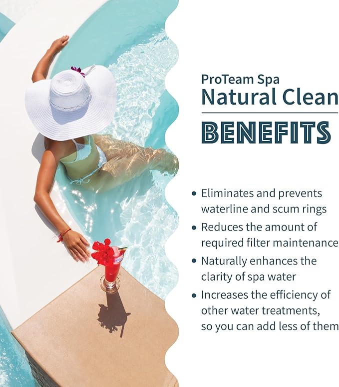 Proteam Spa Natural Clean - All Natural Hot Tub Water Clarifier Hot Tub Clarifier - Spa Enzymes for Hot Tub with SplashWiz Hot Tub Chemicals Care Guide - Made in USA (1 pt) SplashWiz%E2%84%A2