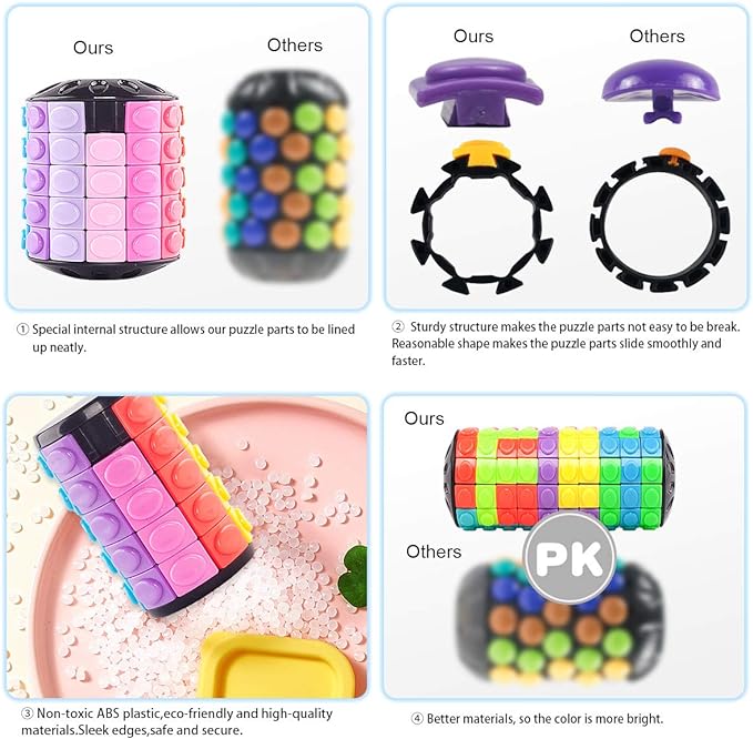 R.Y.TOYS Rotate and Slide Puzzle-Design Patent,Fidget Toys(Restore Order/Create Patterns) 8 Colors,7 Layers-Detach Piece for Quick Play,Brain Teaser,Sensory Toys,Birthday Gifts,Stocking Stuffers