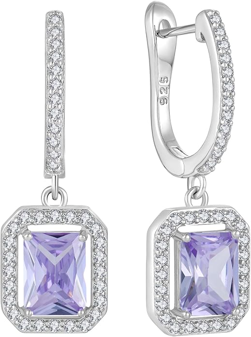 Women's Solitaire Dangle Drop Earrings 925 Sterling Silver Pure Square Huggie Earrings Hoop Dangle Drop Earrings Jewelry Gift WisbalJewelry