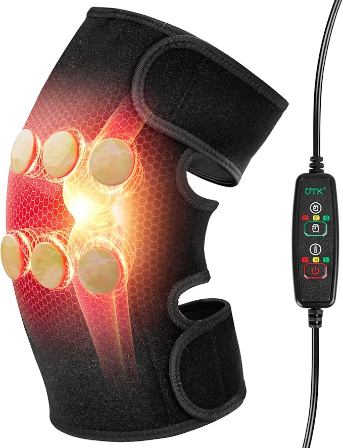 UTK Far Infrared Heating Pads for Knee Pain Relief, Heated Knee Brace Wrap with 6 Jade Stones & 3 Heat Settings & Auto Shut Off, Knee Heating Pad for Knee Pain & Stress Relief UTK
