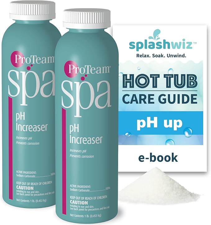 ProTeam Spa pH Increaser for Hot Tub - pH Up Hot Tub pH Increaser - with SplashWiz Hot Tub Chemicals Care Guide e-Book - Made in USA (1 lb) (2 Pack) SplashWiz%E2%84%A2