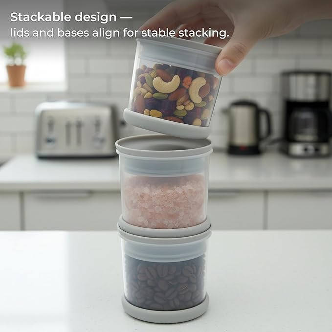 Under-Shelf Spice Rack with 3 Airtight Jars, Measuring Lids, Space-Saving Hanging Organizer for Salt, Sugar & Spices yuriya