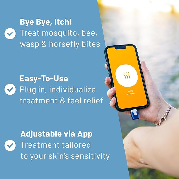 heat it - Smartphone-Powered Insect Bite Healer - Chemical-Free Relief from Itching & Pain just with Concentrated Heat - for iPhone 15/16/17 & Android (USB-C Port) heatit