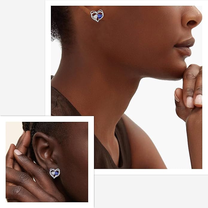 MOOSEA Christmas Gifts for Women - 925 Sterling Silver Heart Earring Anniversary Birthday Gifts for Women Wife Girlfriend Mom Birthstone Moissanite Jewelry Gift MOOSEA