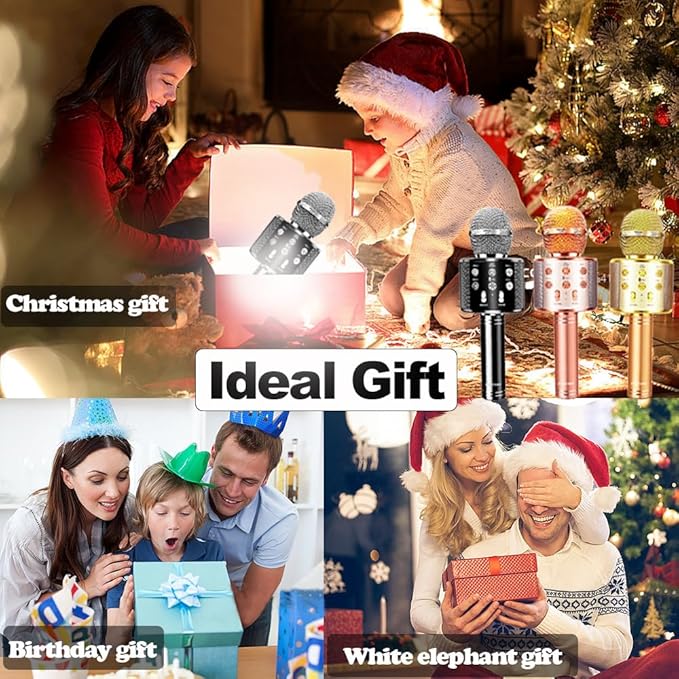 Microphone for Kids, Voice Changing Karaoke Micorphones Boys Girls Gifts for Kids Party Singing Microphone, White Elephant Gift for Adults FINYIORE