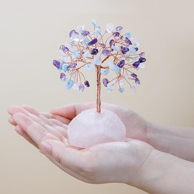 ZenBless 7 Chakra Healing Crystals Stones Tree of Life, Feng Shui Money Tree,Little Fake Bonsai Zen Spiritual Home Living Room Cubicle Office Desk Decor and Accessories for Women ZenBless