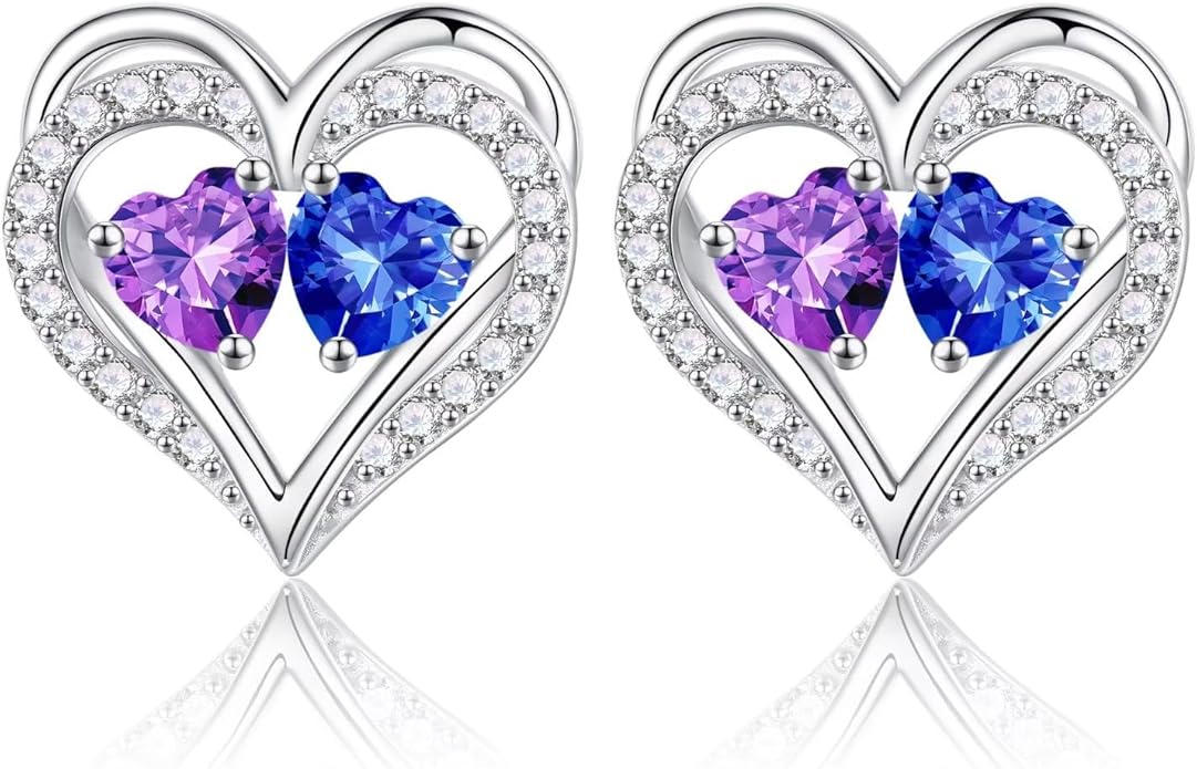 Iefil Christmas Gifts for Women Wife - 925 Sterling Silver Birthstone Earrings, Anniversary Birthday Gifts for Women Wife Girlfriend Mom IEFIL