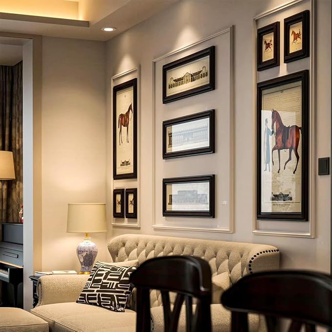 KTKDE 11x17 Picture Frame Set of 5,Black Wooded Shatter Resistant Glass, Vertical & Horizontal Wall Hanging for Wall Display,Studio Gallery Photo Frame for Photos, Posters & Art Prints KTKDE