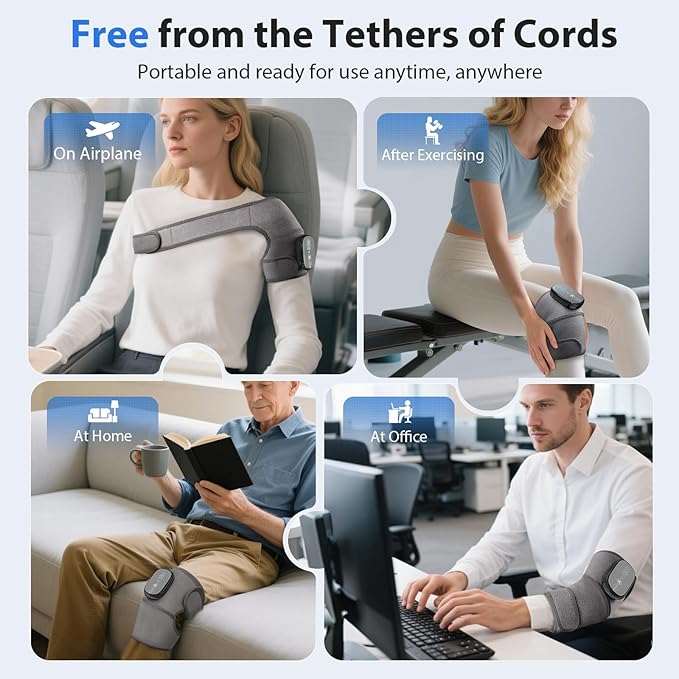 Heated Knee Massager, Foot Massager with Heat, Shoulder Massagers with Heat, Knees Warmers Wrap, 3-in-1 Vibration Heating Pad for Knee, Shoulder, and Elbow, Adjustable Size, Gifts for Dad Mom (Grey) Kick Boosters