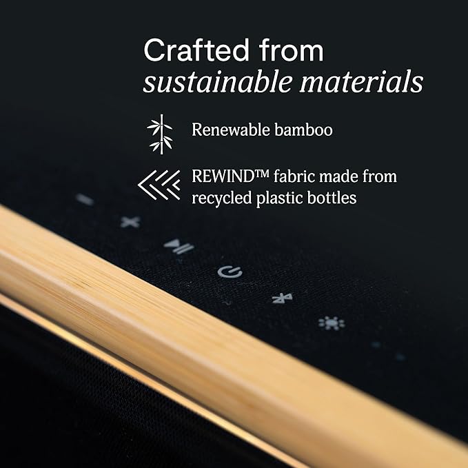 House of Marley Get Together 3 Bluetooth Speaker, 10Hr Playtime, USB-C Fast Charging, EQ Sound Modes, Ambient LED Light, 30m Wireless Range, Bamboo & Rewind Fabric Design (Signature Black) HouseofMarley