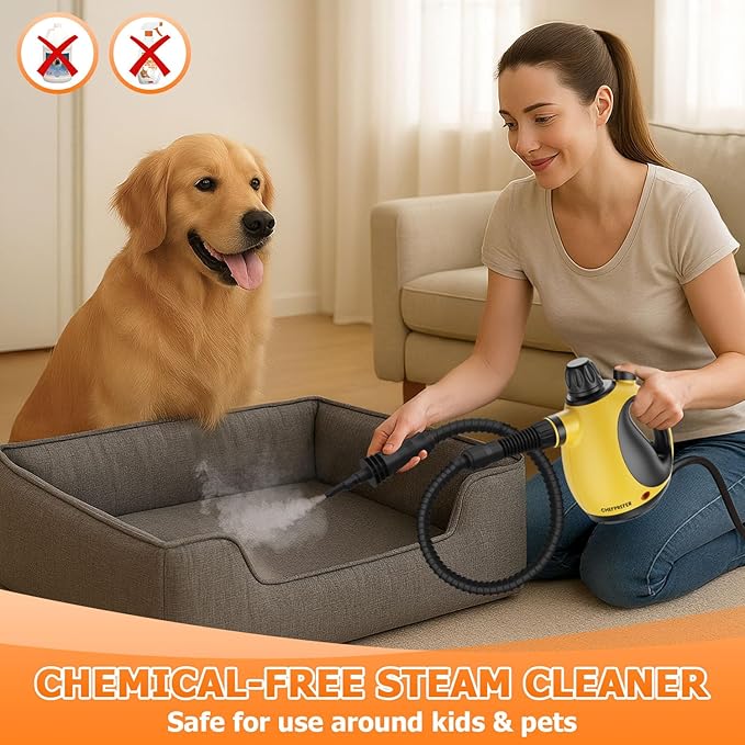 Handheld Steam Cleaner - High Pressure Steam Cleaner for Home, Multi-Functional Cleaning Tools for Kitchen, Bathroom, Couch, Car. Portable Steamer Makes Housework Easier Kick Boosters