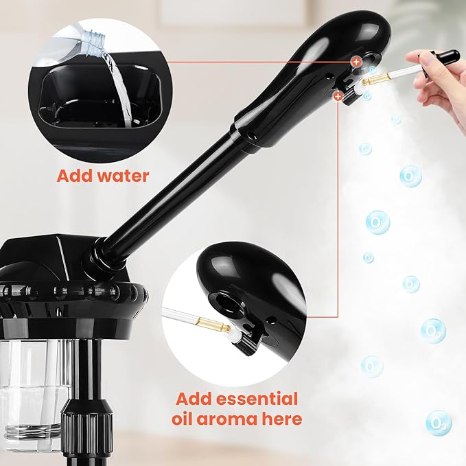 Professional Face Steamer, Adjustable Height and Angle, Facial Steamer Clean Skin Firming Pores and Moisturizing Suitable for a Beauty, Spa, at Home Chetunju