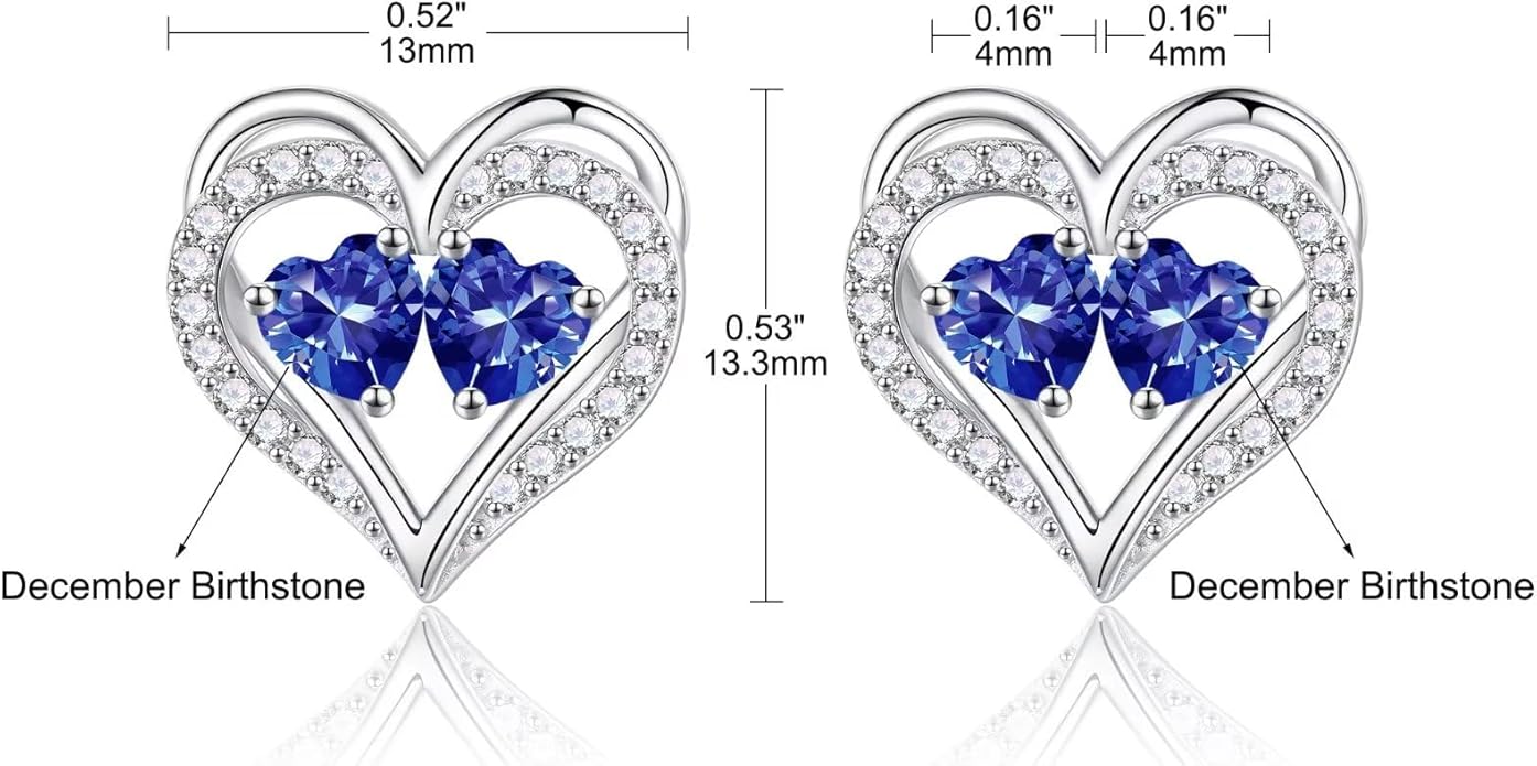 Iefil Christmas Gifts for Women Wife - 925 Sterling Silver Birthstone Earrings, Anniversary Birthday Gifts for Women Wife Girlfriend Mom IEFIL