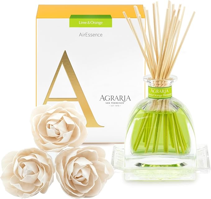 AGRARIA AirEssence Flower and Reed Diffuser Set, Handmade Sola Flower Botanical Home Fragrance Set, Scented Oil Reed Diffuser Gift for All Occasions AgrariaHome