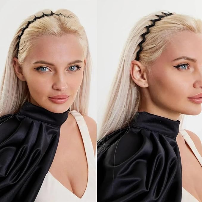 6 PCS Zig Zag Headbands Plastic Wavy Hair Head Band Comb with Teeth Hoop Accessories for Women Men Girls, Matte Morandi Kick Boosters