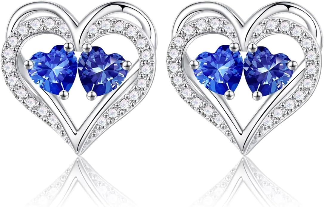 Iefil Christmas Gifts for Women Wife - 925 Sterling Silver Birthstone Earrings, Anniversary Birthday Gifts for Women Wife Girlfriend Mom IEFIL