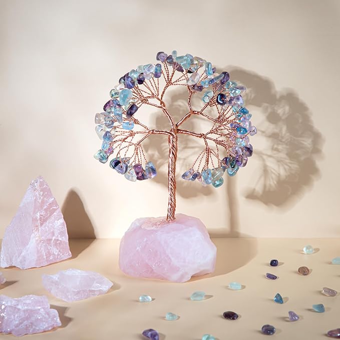 ZenBless 7 Chakra Healing Crystals Stones Tree of Life, Feng Shui Money,Little Fake Bonsai Tree Crystal Zen Spiritual Home Living Room Cubicle Office Desk Decor and Accessories for Women ZenBless