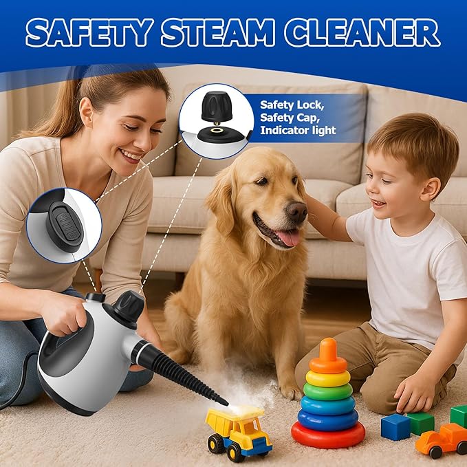Handheld Steam Cleaner - High Pressure Steam Cleaner for Home, Multi-functional Cleaning Tools for Kitchen, Bathroom, Couch, Car. Portable Steamer Makes Housework Easier. Kick Boosters
